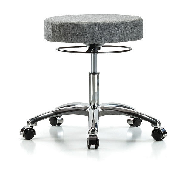 Desk Stool, Chrome, Fabric, Casters, Gry