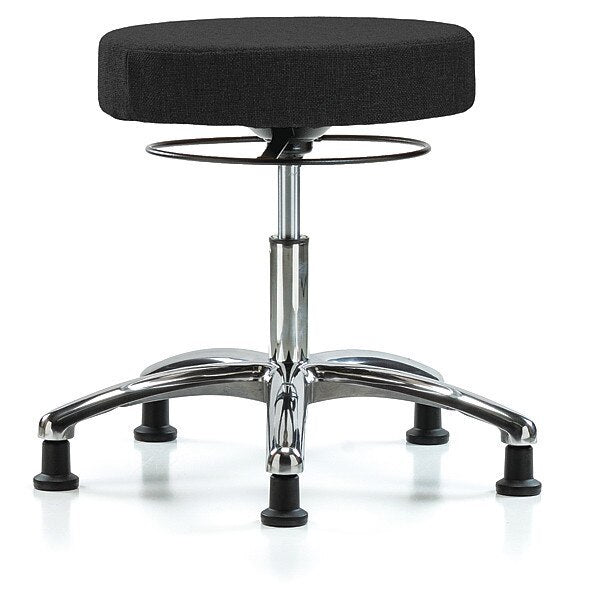 Desk Stool, Chrome, Fabric, Glides, Blk