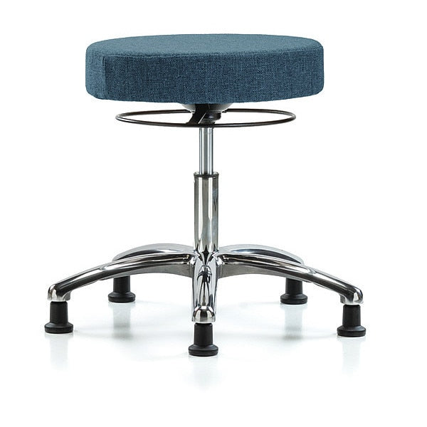 Desk Stool, Chrome, Fabric, Glides, Blu