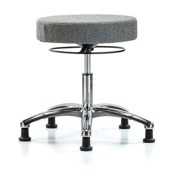 Desk Stool, Chrome, Fabric, Glides, Gry