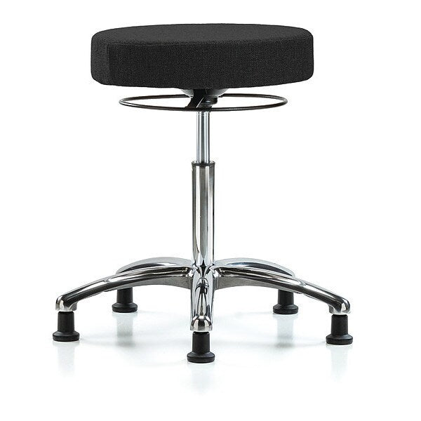 Bench Stool, Med, Fabric, Chrome, Glides Blk