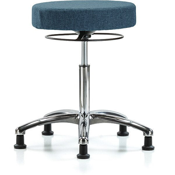 Bench Stool, Med, Fabric, Chrome, Glides Blu