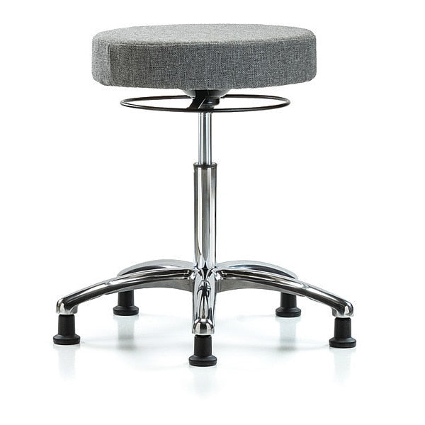 Bench Stool, Med, Fabric, Chrome, Glides Gry