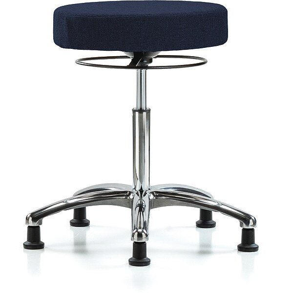 Bench Stool, Med, Fabric, Chrome, Glides Nav
