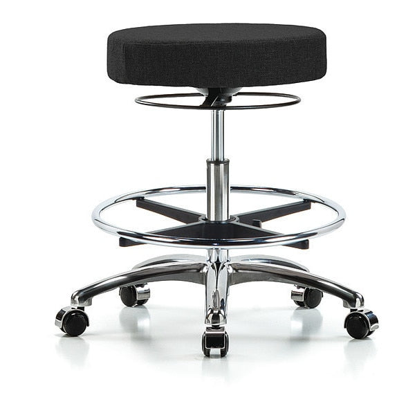 Bench Stool, Med, Fabric, Chrom, CF, Cstr, Blk