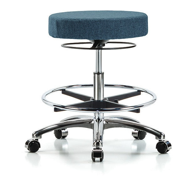 Bench Stool, Med, Fabric, Chrom, CF, Cstr, Blu