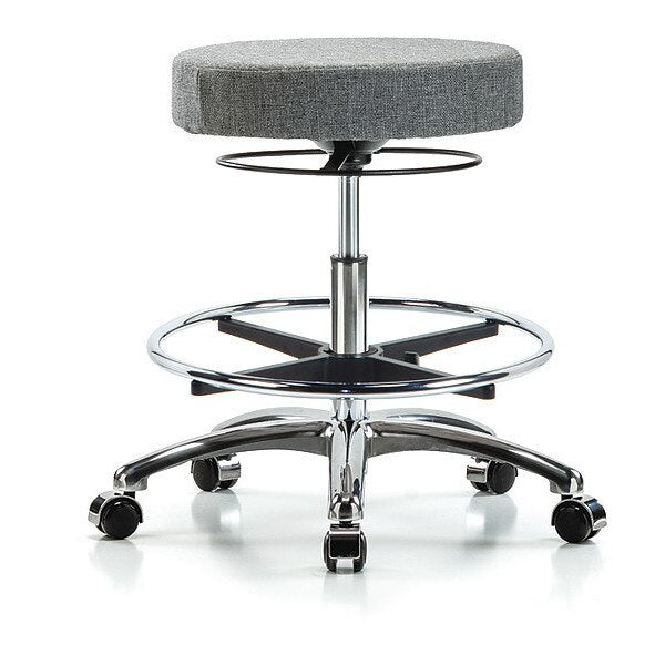 Bench Stool, Med, Fabric, Chrom, CF, Cstr, Gry
