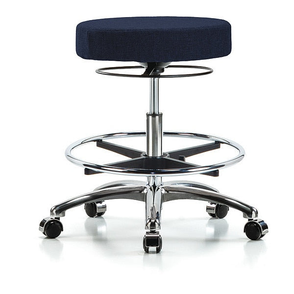 Bench Stool, Med, Fabric, Chrom, CF, Cstr, Nav