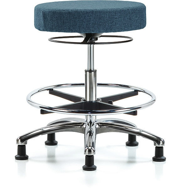 Bench Stool, Med, Fabric, Chrome, CF, Gld, Blu
