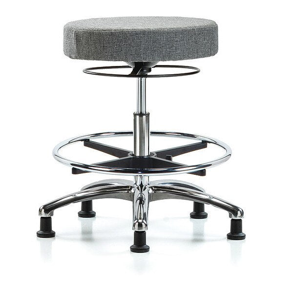 Bench Stool, Med, Fabric, Chrome, CF, Gld, Gry