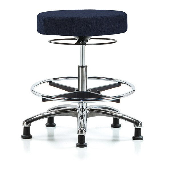 Bench Stool, Med, Fabric, Chrome, CF, Gld, Nav