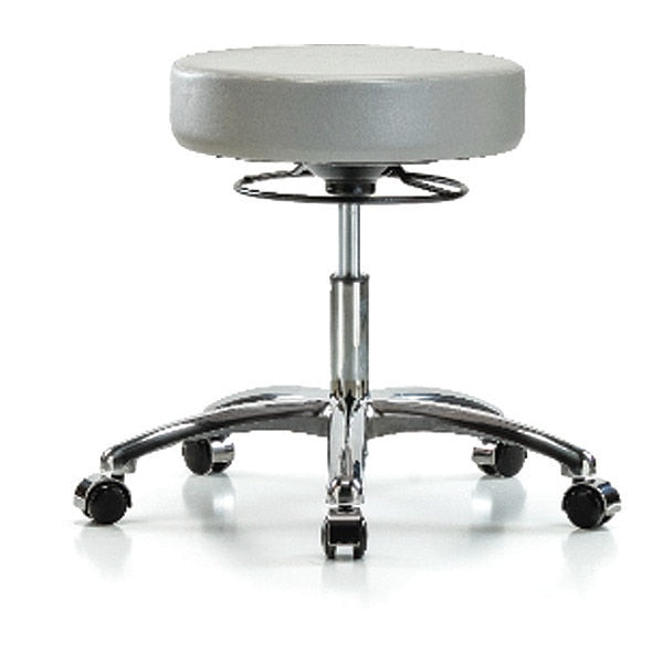 Desk Stool, Vinyl, Chrome, Casters, Dov