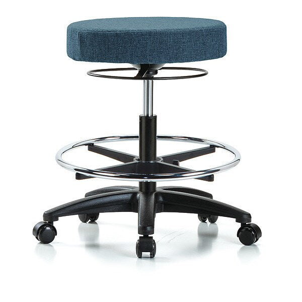 Bench Stool, Med, Fabric, CF, Casters, Blu