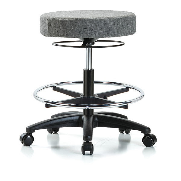 Bench Stool, Med, Fabric, CF, Casters, Gry