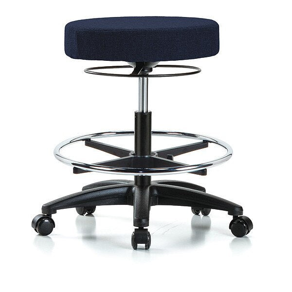 Bench Stool, Med, Fabric, CF, Casters, Nav