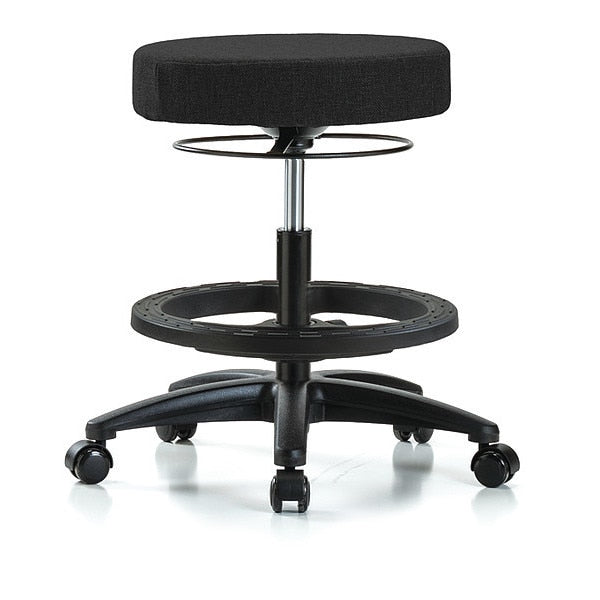 Bench Stool, Med, Fabric, BF, Casters, Blk