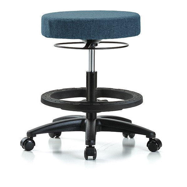 Bench Stool, Med, Fabric, BF, Casters, Blu