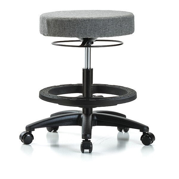 Bench Stool, Med, Fabric, BF, Casters, Gry
