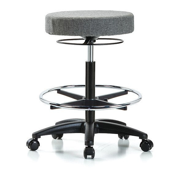 Bench Stool, Hi, Fabric, CF, Casters, Gry