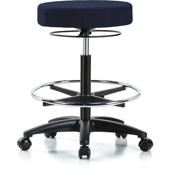Bench Stool, Hi, Fabric, CF, Casters, Nav