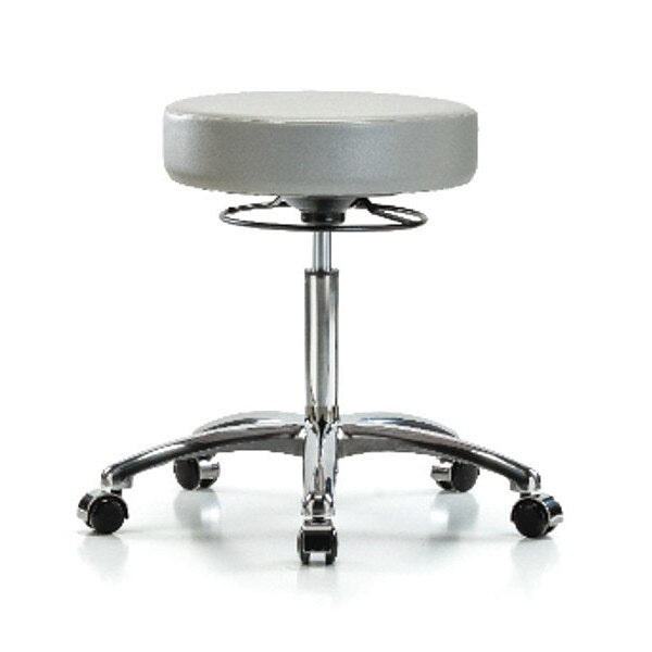 Bench Stool, Med, Chrom, Vinyl, Castrs, Dov
