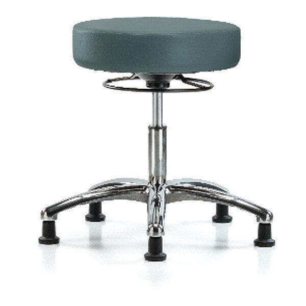 Desk Stool, Vinyl, Chrome, Glides, Blu