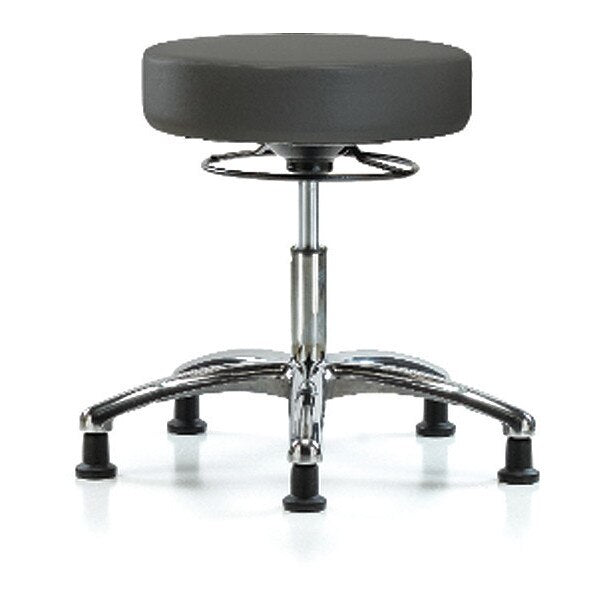Desk Stool, Vinyl, Chrome, Glides, Gry