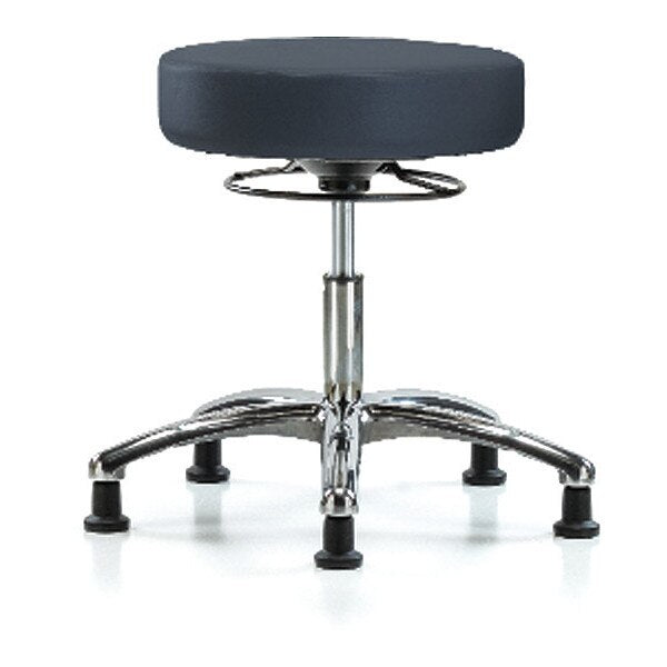 Desk Stool, Vinyl, Chrome, Glides, Nav