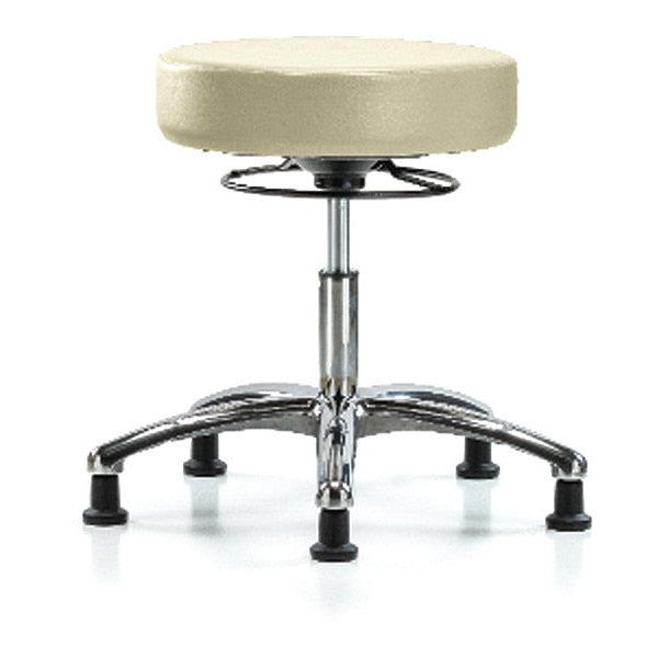 Desk Stool, Vinyl, Chrome, Glides, Wht