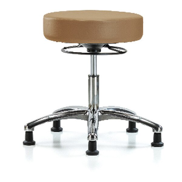 Desk Stool, Vinyl, Chrome, Glides, Taupe