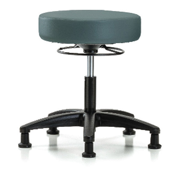 Desk Stool, Vinyl, Glides, Blu