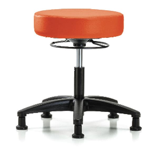 Desk Stool, Vinyl, Glides, Orange
