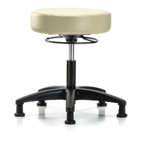 Desk Stool, Vinyl, Glides, Wht