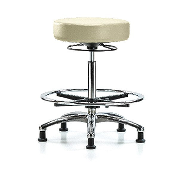 Bench Stool, Hi, Chrm, Vinyl, CF, Glid, Wht
