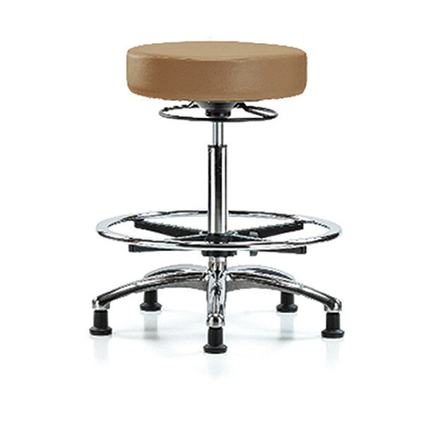 Bench Stool, Hi, Chrm, Vinyl, CF, Glid, Taupe