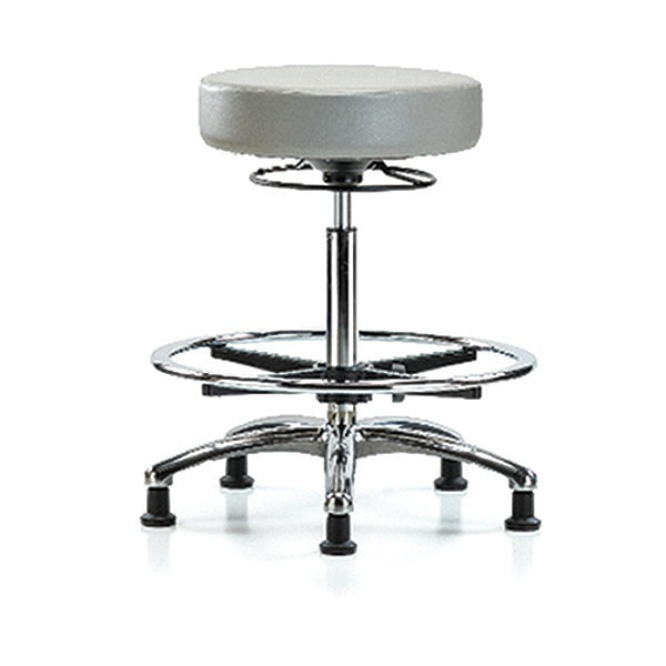 Bench Stool, Hi, Chrm, Vinyl, CF, Glid, Dov