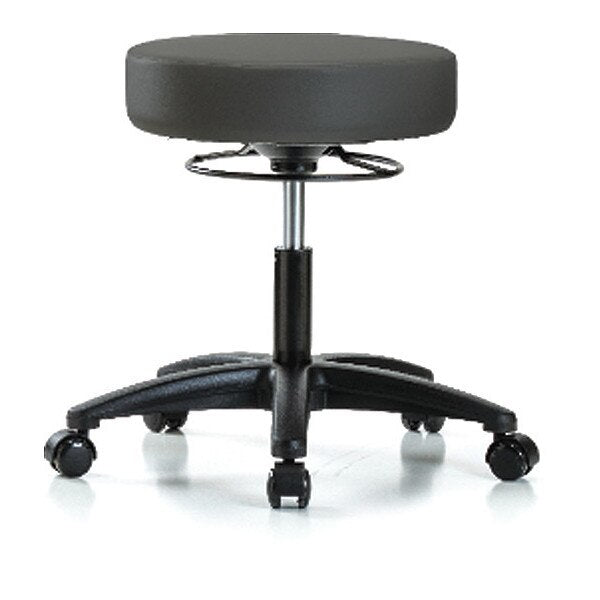 Desk Stool, Vinyl, Casters, Gry