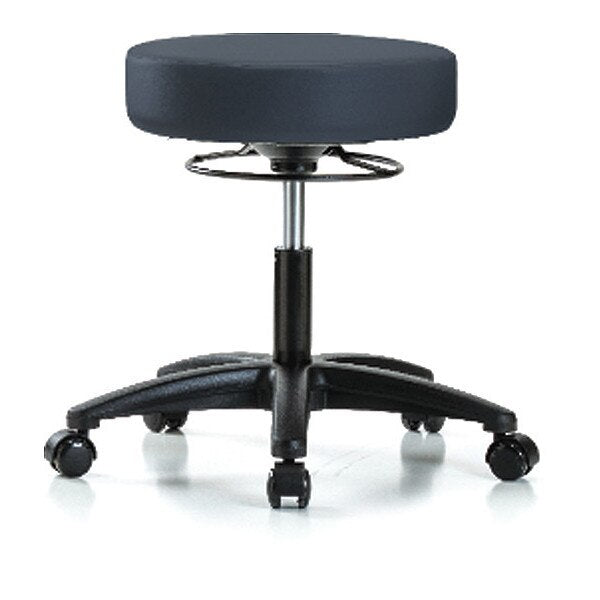 Desk Stool, Vinyl, Casters, Nav