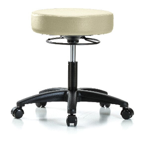 Desk Stool, Vinyl, Casters, Wht