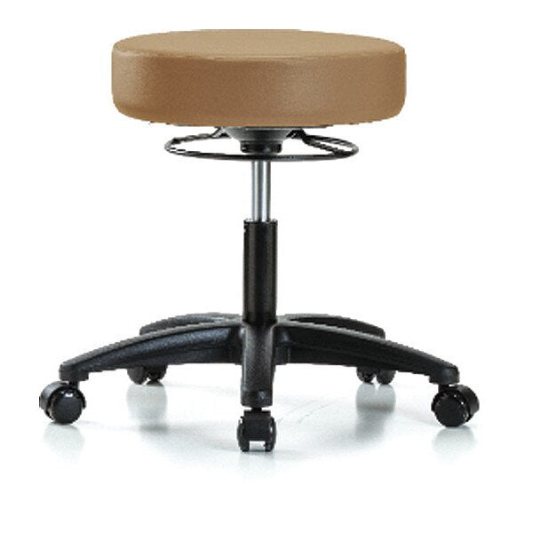 Desk Stool, Vinyl, Casters, Taupe