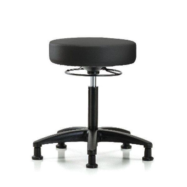 Bench Stool, Med, Vinyl, Glides, BLK