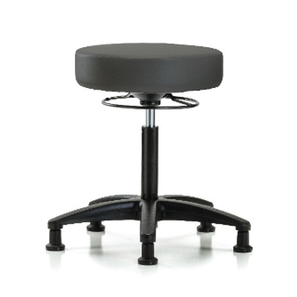 Bench Stool, Med, Vinyl, Glides, Gry