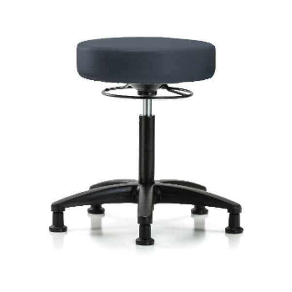 Bench Stool, Med, Vinyl, Glides, Nav