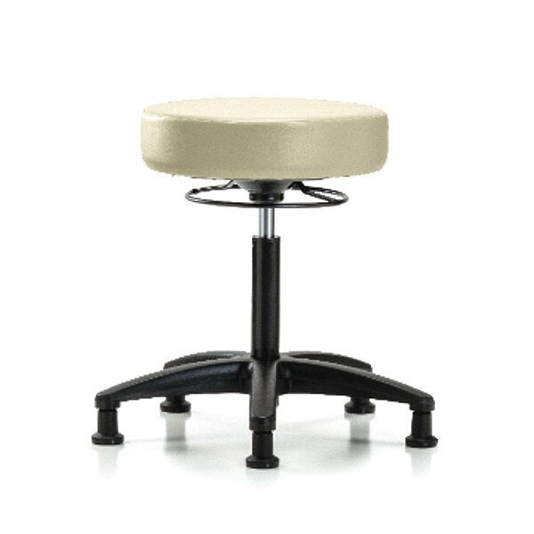 Bench Stool, Med, Vinyl, Glides, Wht