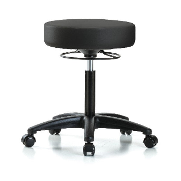 Bench Stool, Med, Vinyl, Casters, BLK