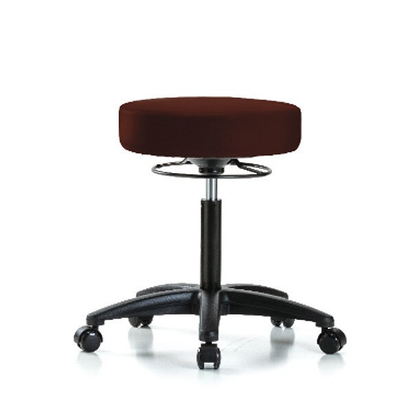 Bench Stool, Med, Vinyl, Casters, Burg
