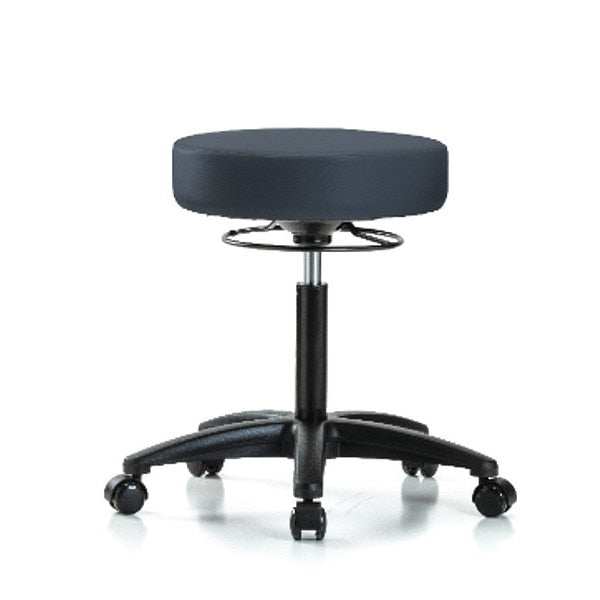 Bench Stool, Med, Vinyl, Casters, Nav