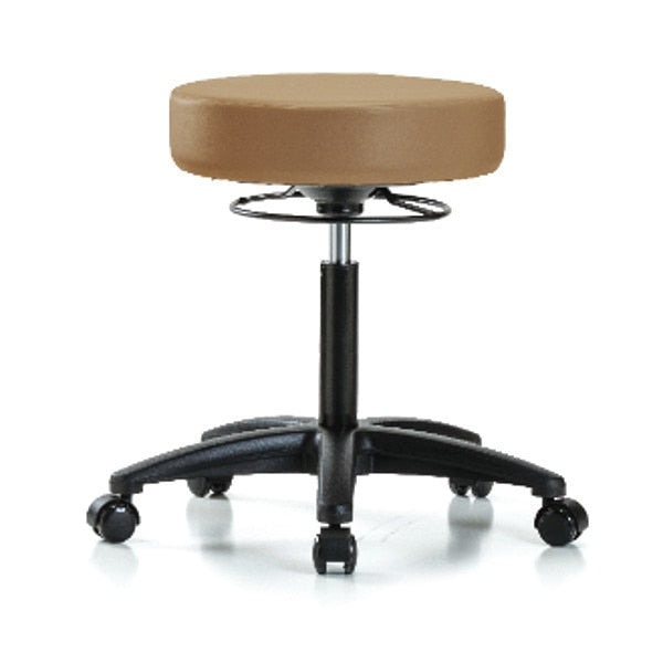Bench Stool, Med, Vinyl, Casters, Taupe