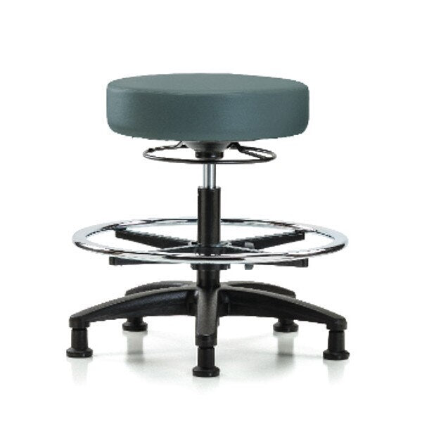 Bench Stool, Med, Vinyl, CF, Glides, Blu