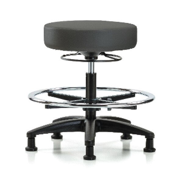 Bench Stool, Med, Vinyl, CF, Glides, Gry